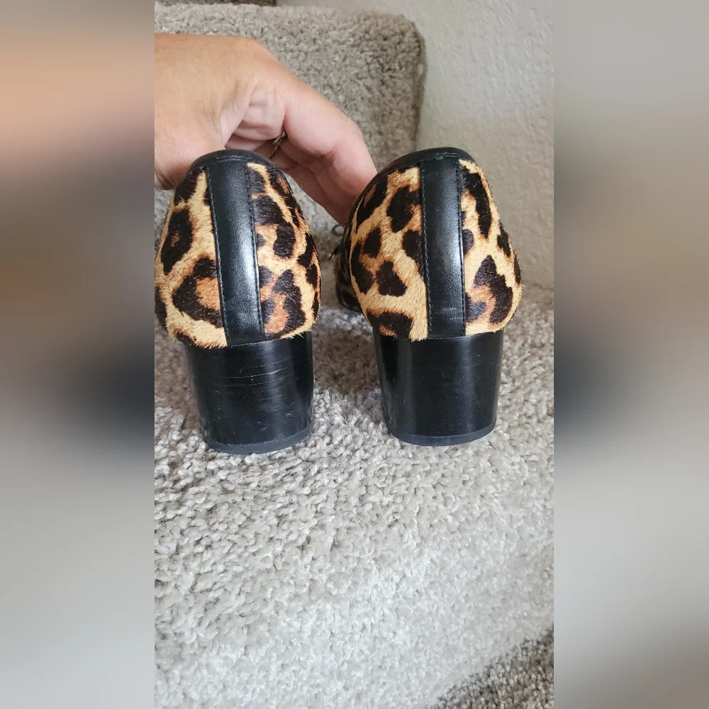Michael Kors Brown and Black Heels with Leopard Print in Calf Hair.size 7.5